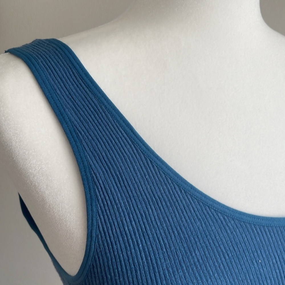 One-Shoulder Blue Ribbed Top XL - Picture 3 of 4
